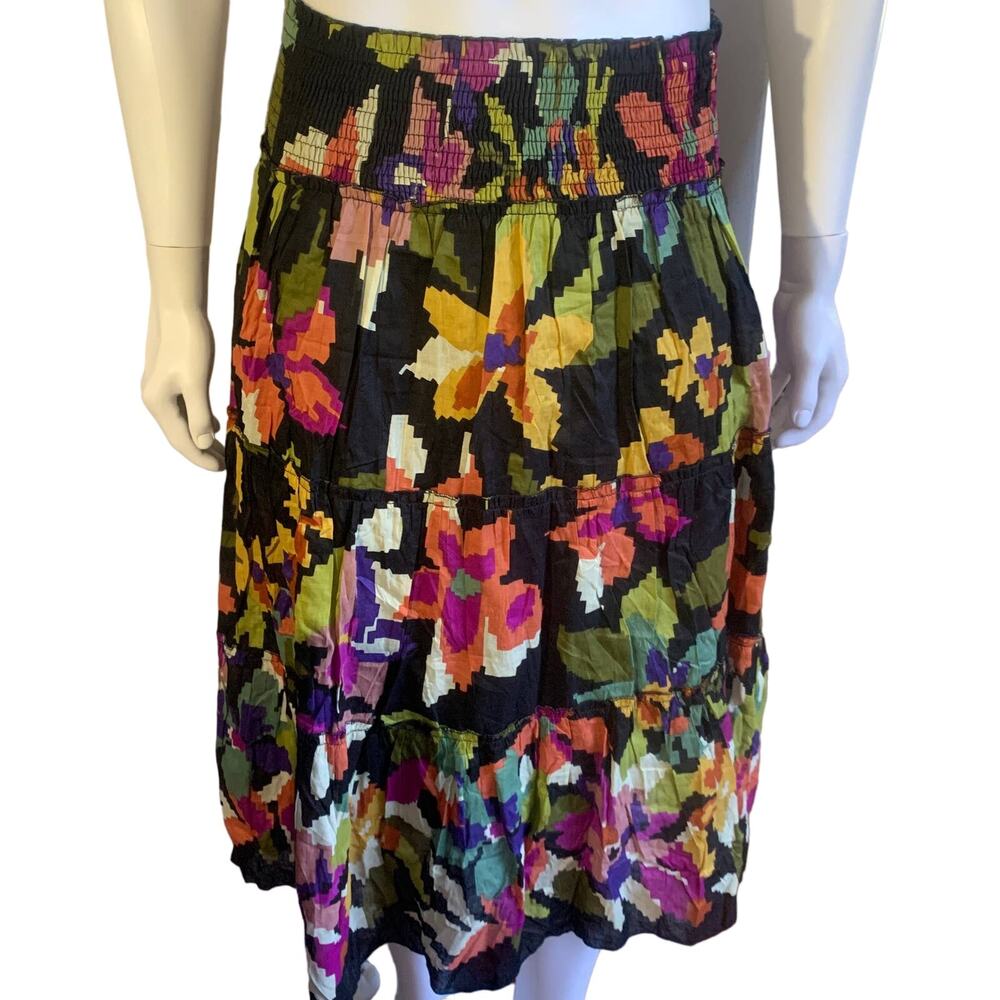 Chaudry Womens Floral Crochet Trim Bohemian Peasant Style Skirt Medium